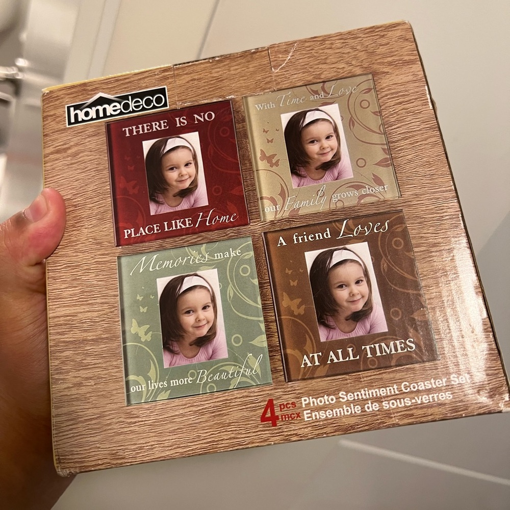 4 photo sentiment coaster set